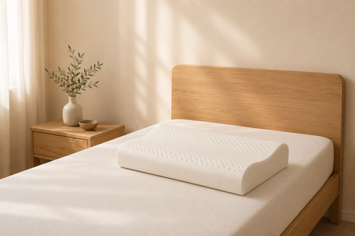 oreiller en latex naturel Melya sur lit